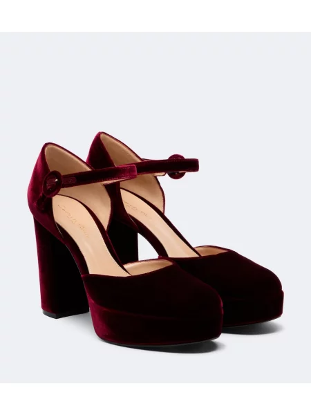 Pantofi cu toc Gianvito Rossi de catifea cu platformă