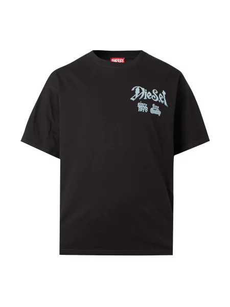 DIESEL Tricou maro / galben muștar / negru alb