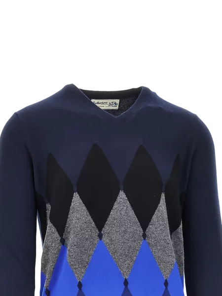 Pulover Ballantyne din cașmir cu model argyle albastru