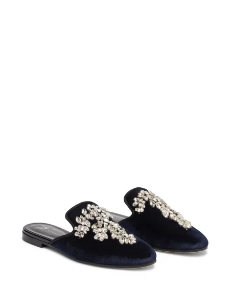 Papuci tip mules Giuseppe Zanotti de catifea de cristal albastru