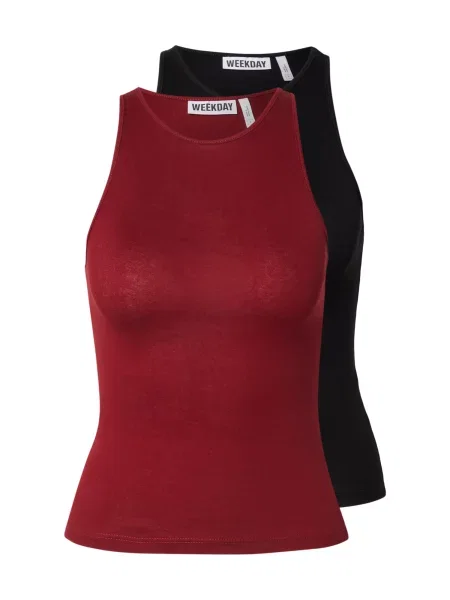 WEEKDAY Top Steffi roșu bordeaux negru