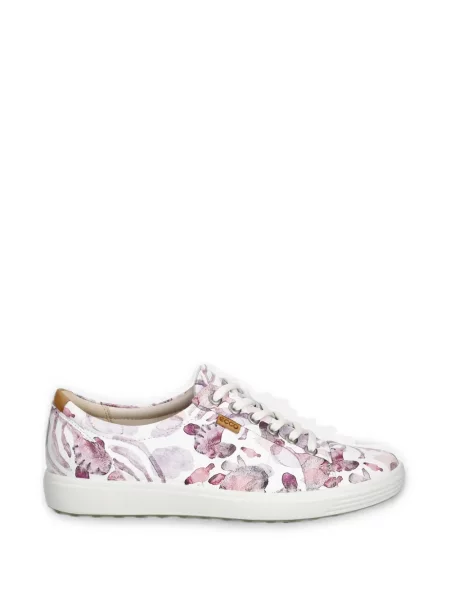 Sneakerși Ecco din piele cu model floral cu imagine alb