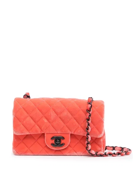 Sametová klasická kabelka Chanel Pre-owned růžová