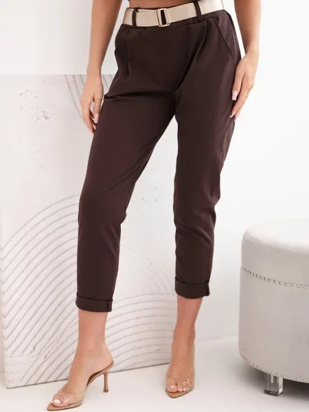 Cu centură pantaloni Kesi Włoski maro
