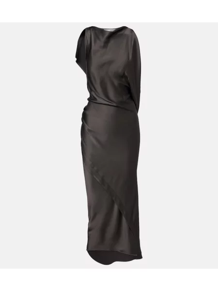 Rochie midi Victoria Beckham din satin drapată gri
