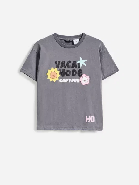 Reserved Tricou Capibara CapyFun gri-închis gri