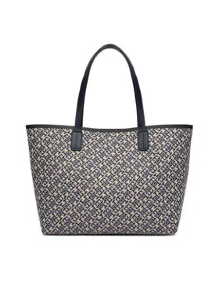 TOMMY HILFIGER Shopper táska / tengerészkék / világoskék bézs
