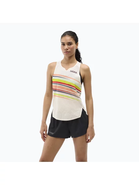 Tricou de alergare pentru femei HOKA Race Day Singlet alabaster flare