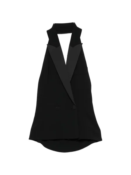 Top Patrizia Pepe din satin cu rever negru