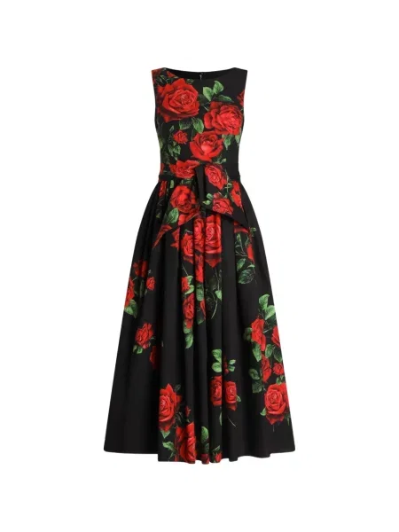 Rochie midi Dolce & Gabbana cu imagine din poplin negru