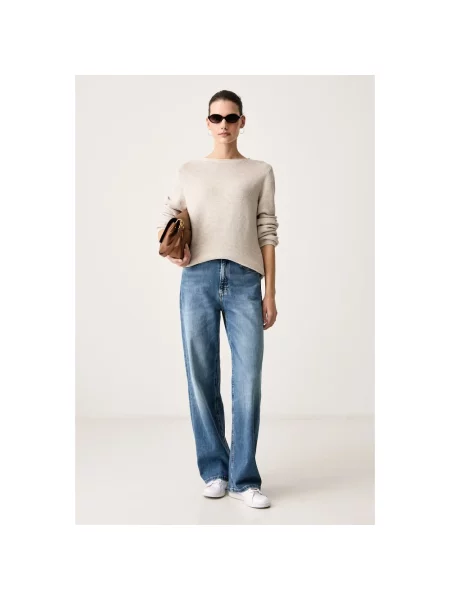 Sweter z czystej bawełny o kroju regular fit Marc O'polo beżowy