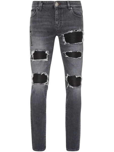 Blugi Philipp Plein zdrențuiți negru