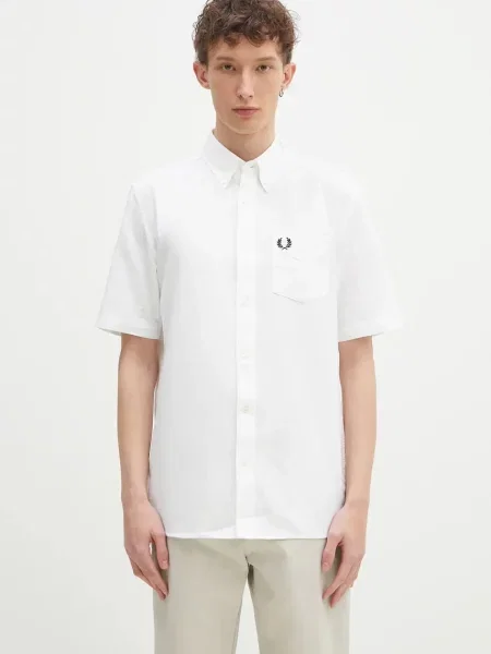 Košile Fred Perry regular s límečkem button-down bílá