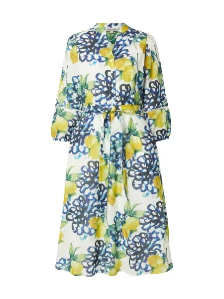 MORE & MORE Rochie tip bluză albastru închis / galben citron / verde alb