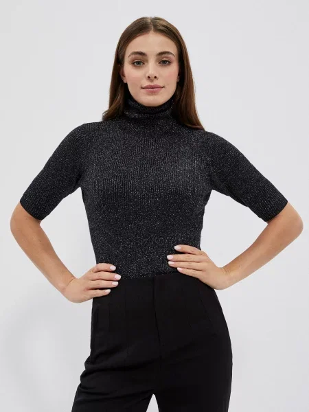 Sweter z golfem Marisse czarny