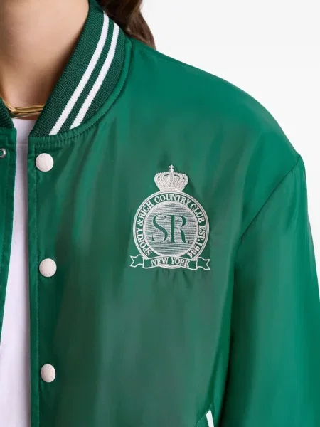 Сатенено яке тип бомбър Sporty & Rich бродирано зелено