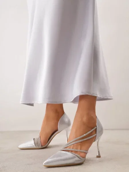 Pantofi stiletto Jaenlith Argintii