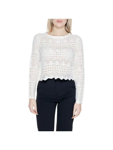 Pulover Jacqueline De Yong cu decolteu barcă alb