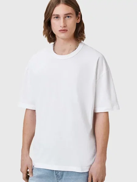 Тениска AllSaints SONNY с изчистен дизайн бяло