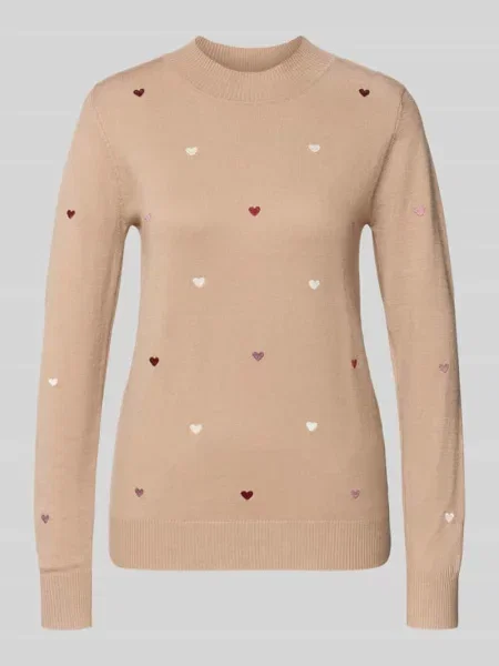 Sweter z dzianiny z mieszanka z hafty Apricot