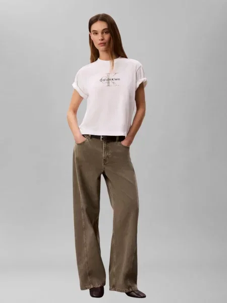 Calvin Klein Jeans Tričko svetlosivá / čierna biela
