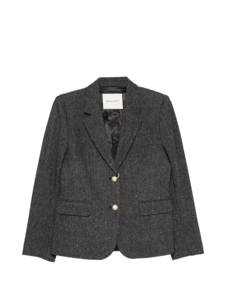 Sacou Gant cu model herringbone gri