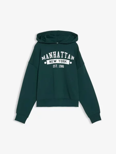Bluza oversize z kapturem z czystej bawełny zielona