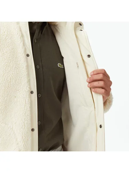 Lacoste Kurtka Z Wysokim Kołnierzem W Stylu Color Block biała