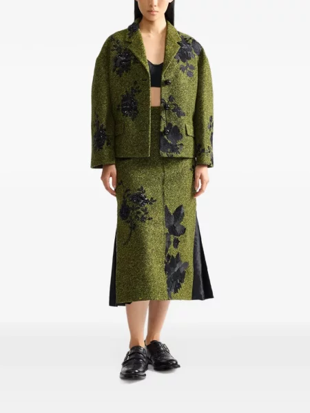 Fustă midi Erdem cu model floral verde