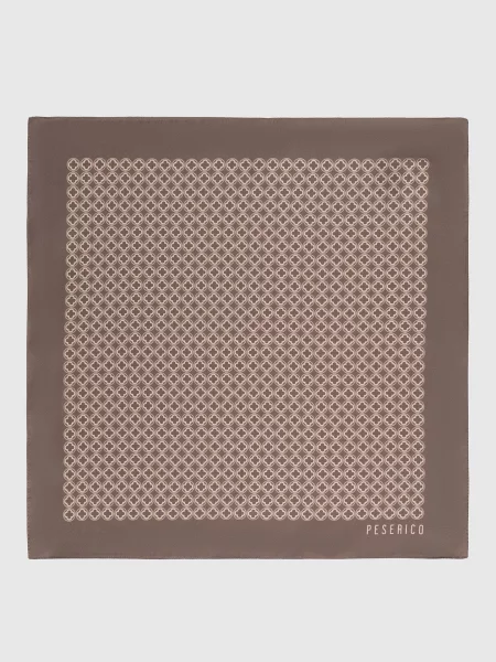 Хустка-паше із шовку в брендовий принт Peserico коричнева