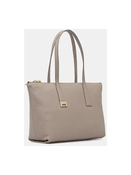 Furla torebka shopper skórzana Olivia M Tote beżowa