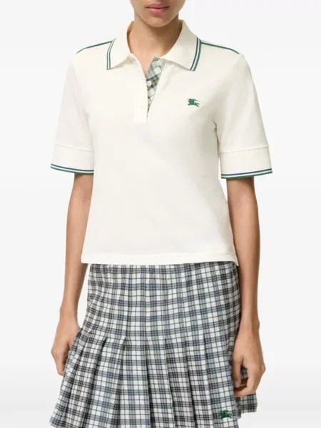 Kockás levágott pólóing Burberry fehér