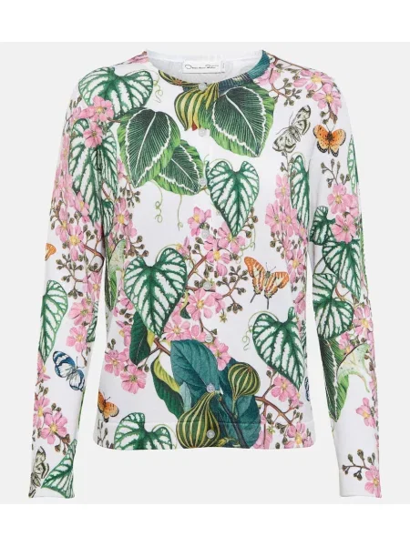 Cardigan Oscar De La Renta cu model floral tricotate