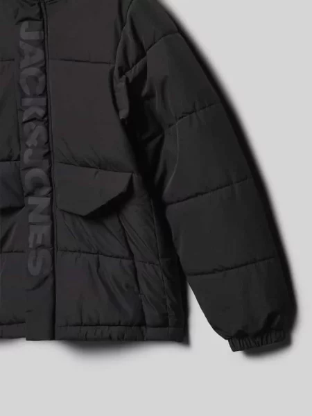 Kurtka pikowana z kapturem Jack & Jones czarna