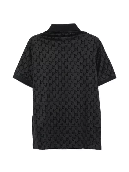 Къс поло тениска Emporio Armani с автограф черно
