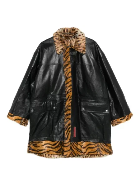 Kožený kabát Martine Rose černý