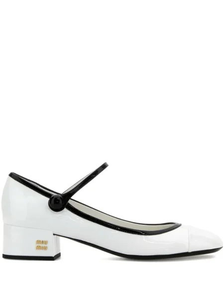 Pantofi cu toc Miu Miu din piele alb