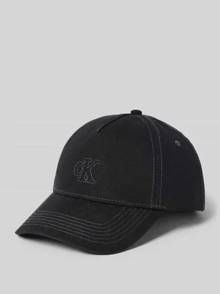 Czapka z bawełny z logo Calvin Klein czarna