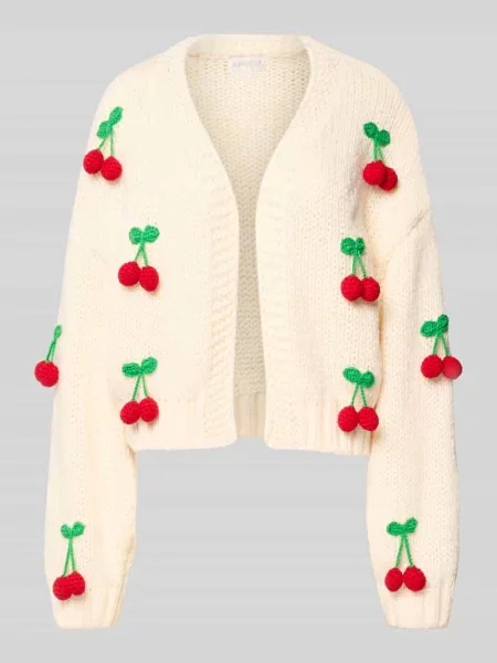 Kardigan rozpinany o kroju oversized z ozdobnymi aplikacjami Apricot