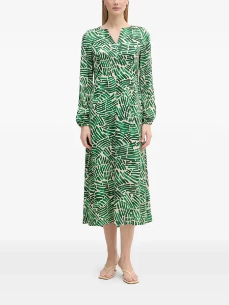 Lung rochie midi Marc Aurel cu imagine cu imprimeu abstract verde