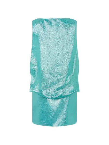 Rochie mini Alberta Ferretti fără mâneci cu volane albastru