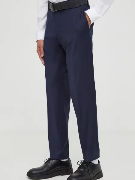 Панталон с вълна Tiger Of Sweden с кройка по тялото тъмносиньо