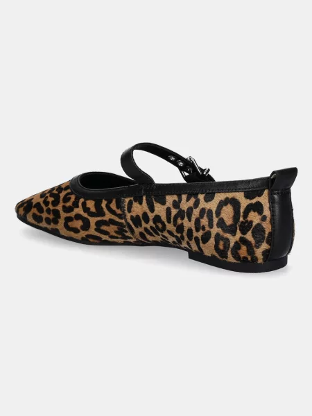 Kožené baleríny Tommy Jeans MARYJANE LEOPARD BALLERINA hnědá