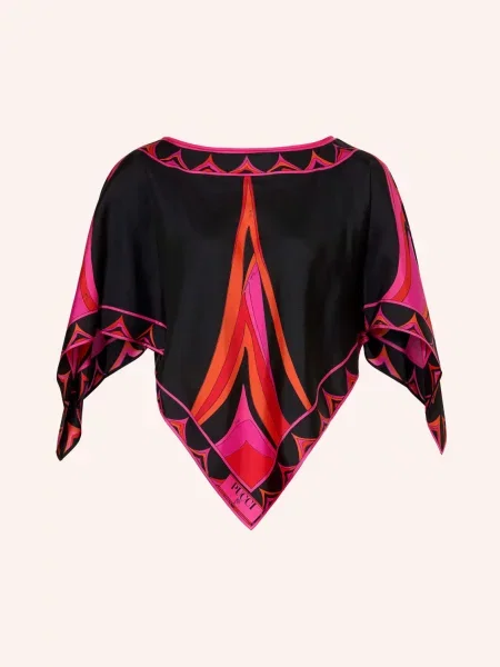 Pucci Jedwabna Bluzka Z Rękawami pink czarna
