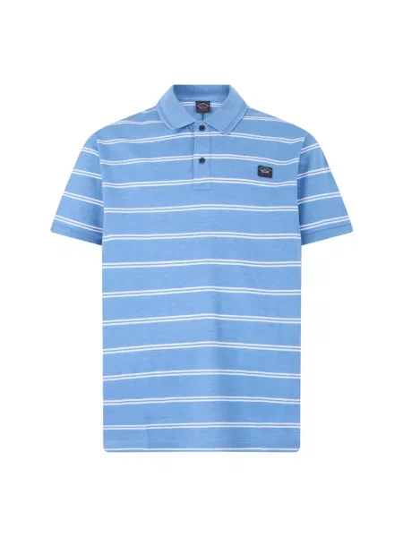 Koszulka polo Paul & Shark w paski z paskiem niebieska