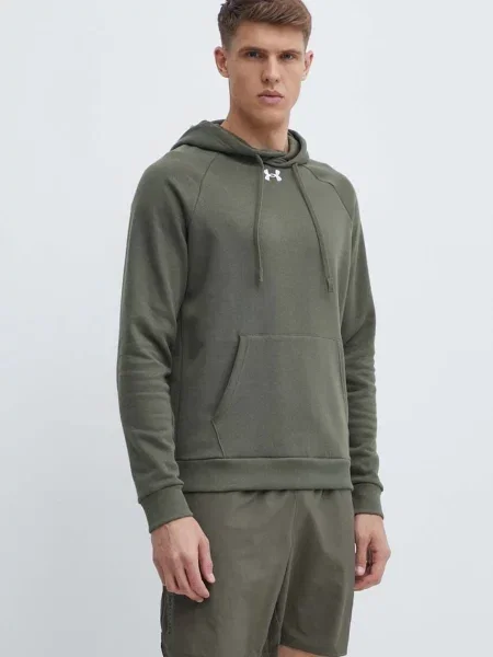 Bluza z kapturem Under Armour polarowa z kapturem z logo zielona