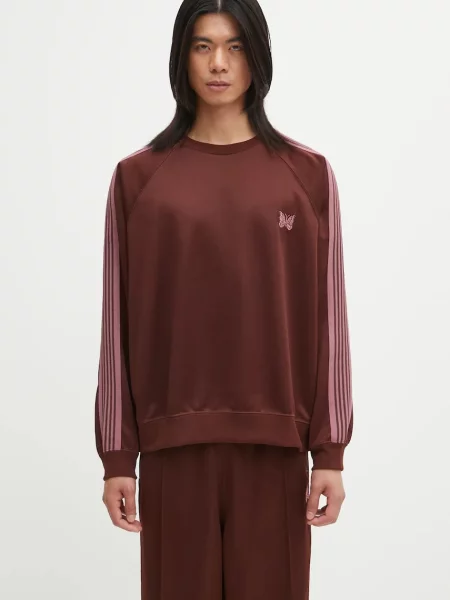 Needles bluza Track Crew Neck gładka brązowy