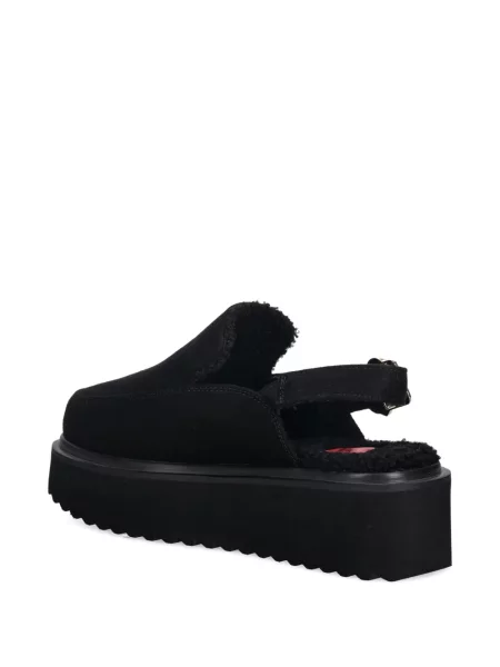 Papuci tip mules Love Moschino cu platformă cu cataramă cu motiv cu inimi negru