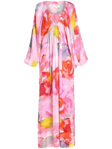 Sukienka Hemant And Nandita w kwiatki garniturowa różowa