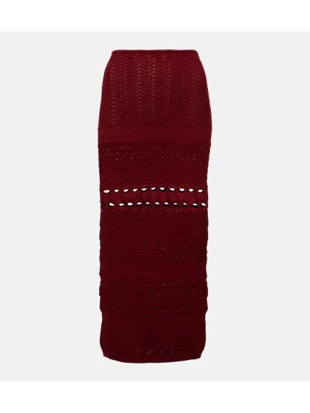 Fustă midi Elie Saab tricotate până la genunchi roșu
